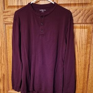 Croft & Barrow Men's Dark Maroon Long Sleeve Henley Size M